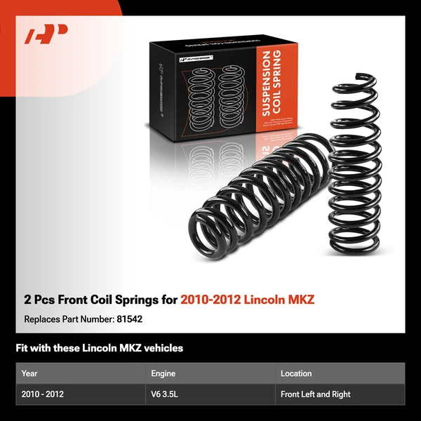 2 Pcs Front Coil Springs for 2010-2012 Lincoln MKZ