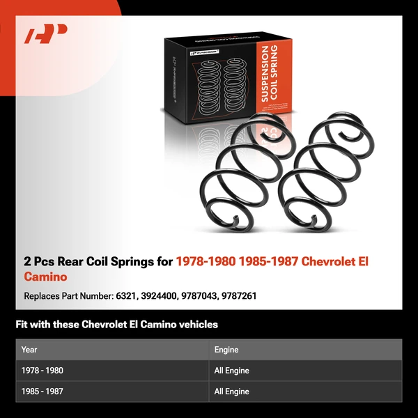 2 Pcs Rear Coil Springs for 1978-1980 1985-1987 Chevrolet El Camino