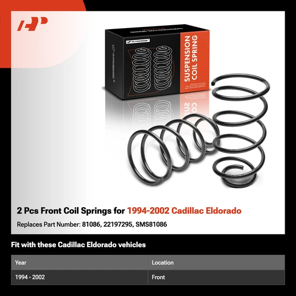2 Pcs Front Coil Springs for 1994-2002 Cadillac Eldorado