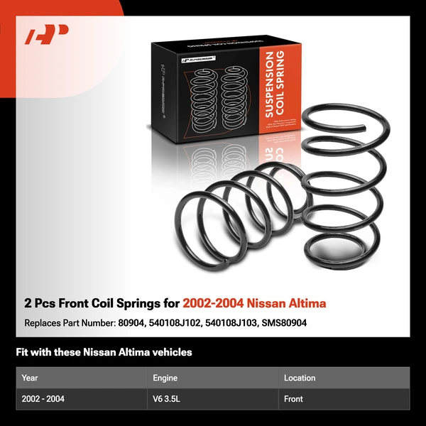 2 Pcs Front Coil Springs for 2002-2004 Nissan Altima