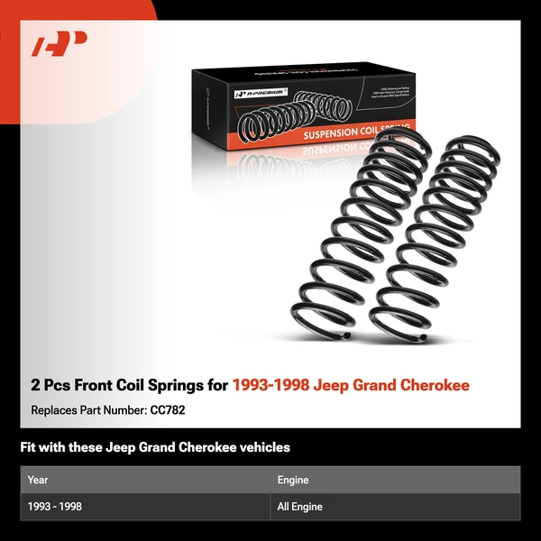 2 Pcs Front Coil Springs for 1993-1998 Jeep Grand Cherokee