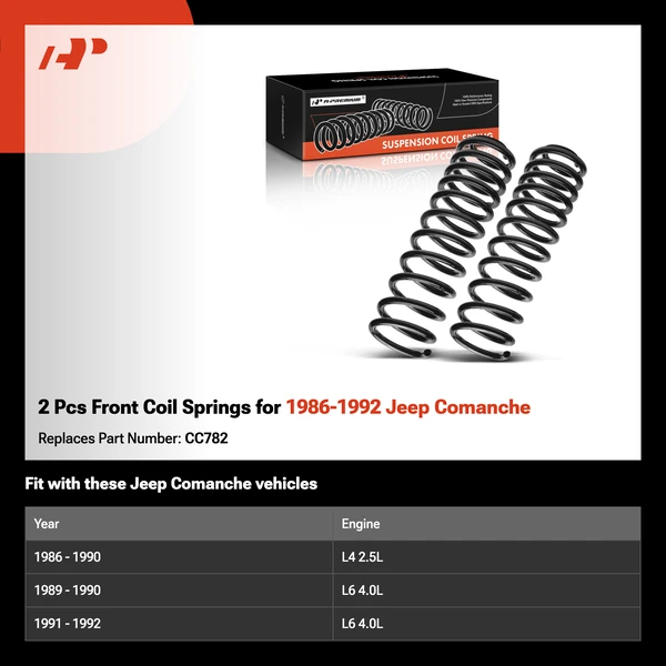 2 Pcs Front Coil Springs for 1986-1992 Jeep Comanche