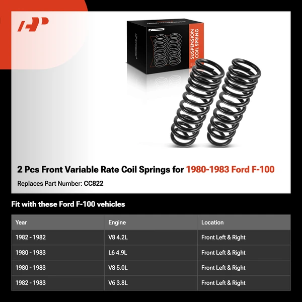 2 Pcs Front Variable Rate Coil Springs for 1980-1983 Ford F-100