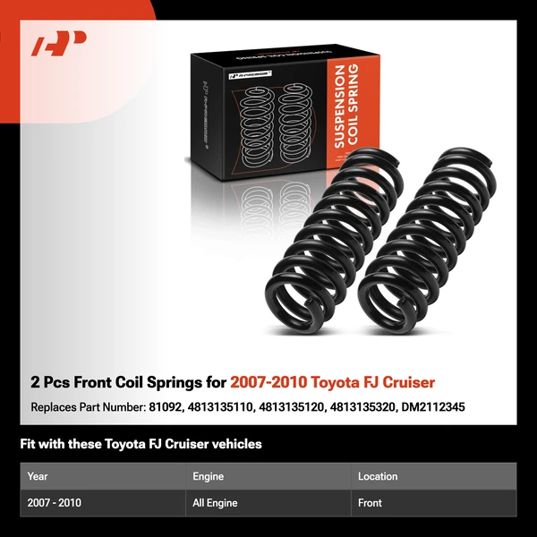 2 Pcs Front Coil Springs for 2007-2010 Toyota FJ Cruiser