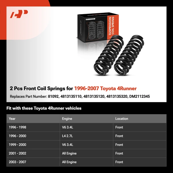 2 Pcs Front Coil Springs for 1996-2007 Toyota 4Runner