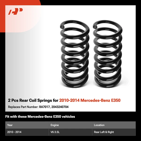 2 Pcs Rear Coil Springs for 2010-2014 Mercedes-Benz E350