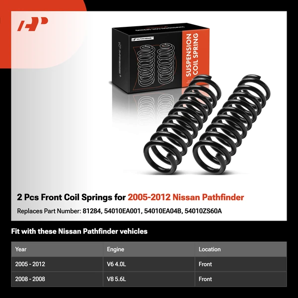 2 Pcs Front Coil Springs for 2005-2012 Nissan Pathfinder
