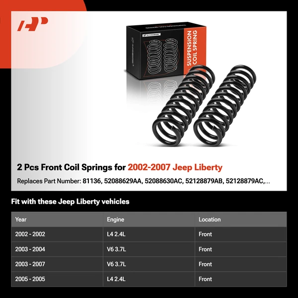 2 Pcs Front Coil Springs for 2002-2007 Jeep Liberty