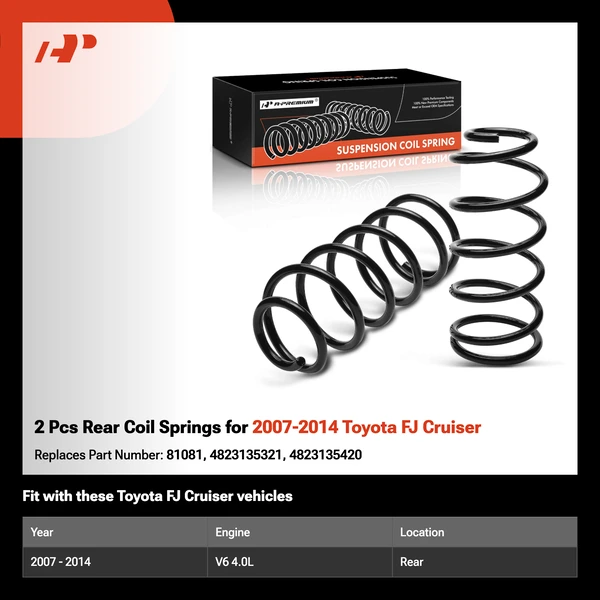 2 Pcs Rear Coil Springs for 2007-2014 Toyota FJ Cruiser