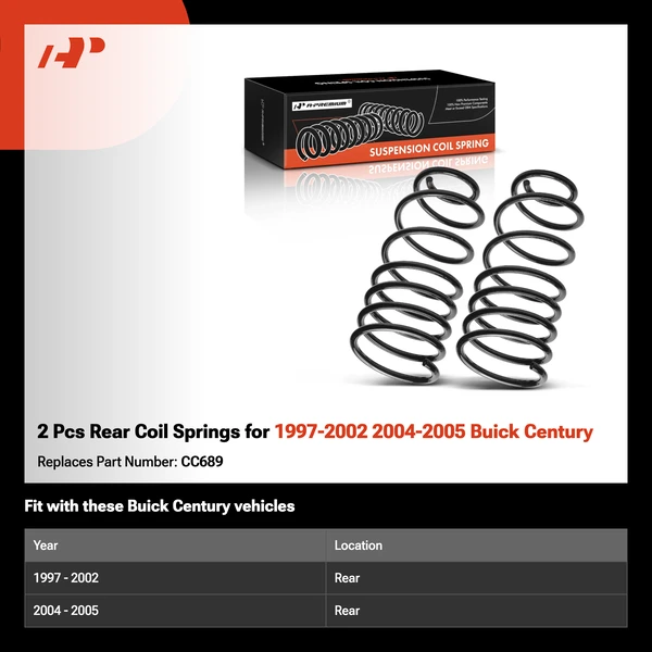 2 Pcs Rear Coil Springs for 1997-2002 2004-2005 Buick Century