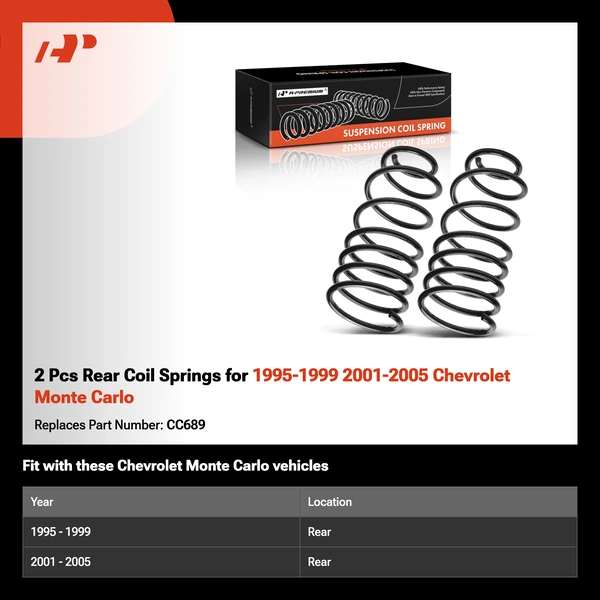 2 Pcs Rear Coil Springs for 1995-1999 2001-2005 Chevrolet Monte Carlo