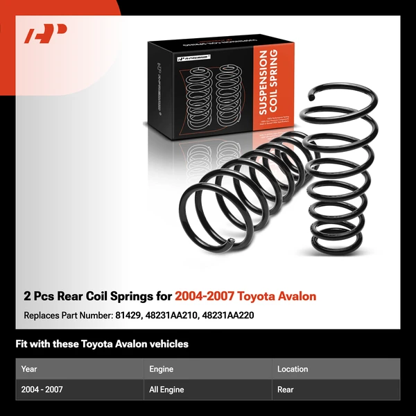 2 Pcs Rear Coil Springs for 2004-2007 Toyota Avalon