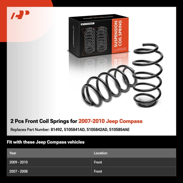 2 Pcs Front Coil Springs for 2007-2010 Jeep Compass
