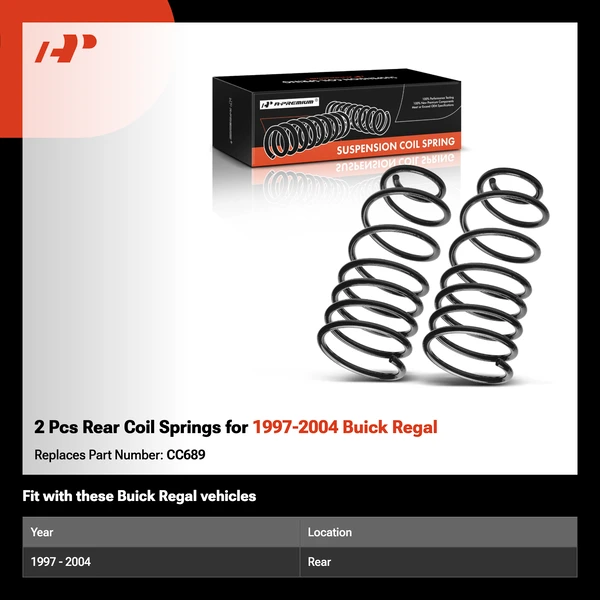 2 Pcs Rear Coil Springs for 1997-2004 Buick Regal