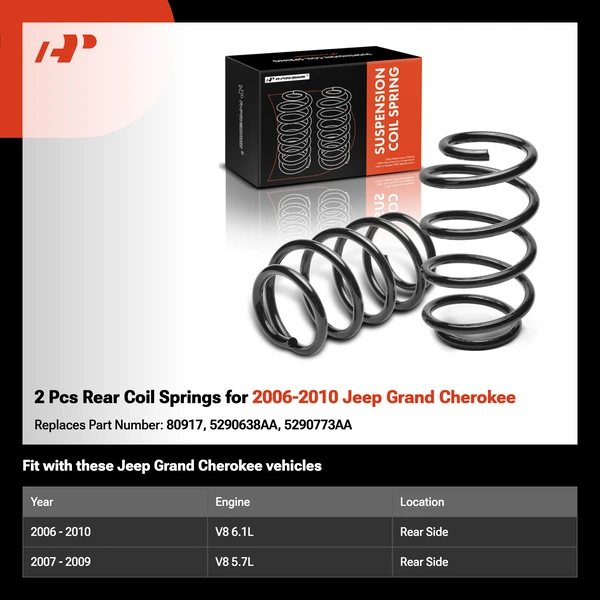 2 Pcs Rear Coil Springs for 2006-2010 Jeep Grand Cherokee