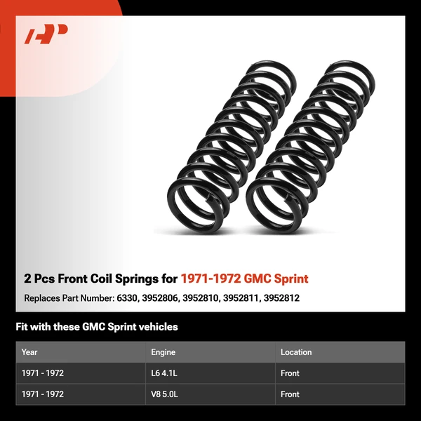 2 Pcs Front Coil Springs for 1971-1972 GMC Sprint