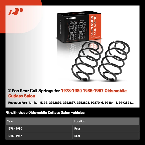 2 Pcs Rear Coil Springs for 1978-1980 1985-1987 Oldsmobile Cutlass Salon