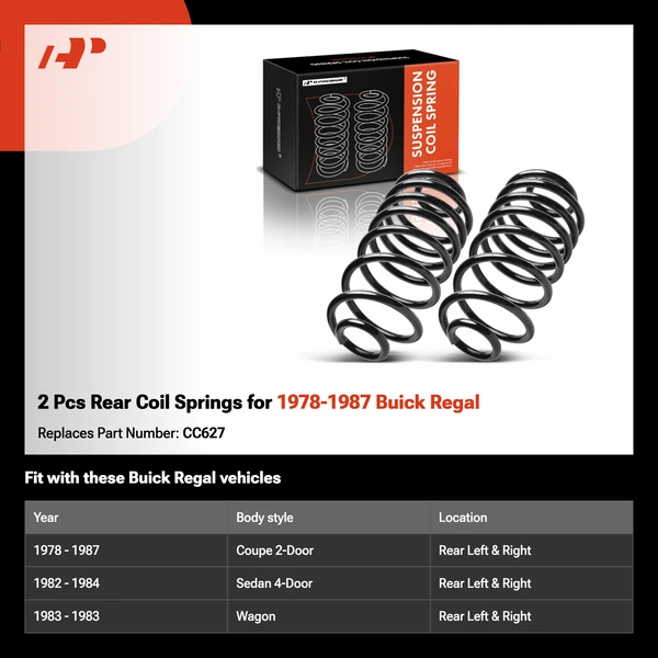 2 Pcs Rear Coil Springs for 1978-1987 Buick Regal