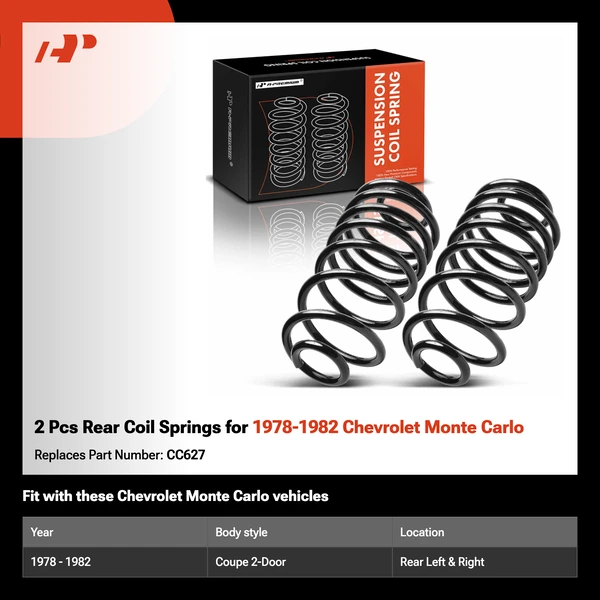 2 Pcs Rear Coil Springs for 1978-1982 Chevrolet Monte Carlo