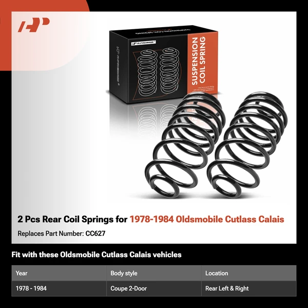 2 Pcs Rear Coil Springs for 1978-1984 Oldsmobile Cutlass Calais