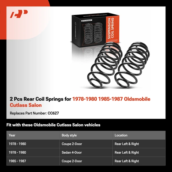2 Pcs Rear Coil Springs for 1978-1980 1985-1987 Oldsmobile Cutlass Salon