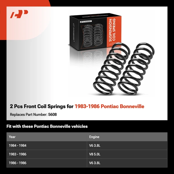 2 Pcs Front Coil Springs for 1983-1986 Pontiac Bonneville