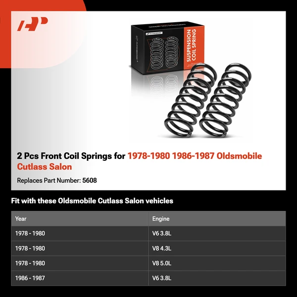 2 Pcs Front Coil Springs for 1978-1980 1986-1987 Oldsmobile Cutlass Salon