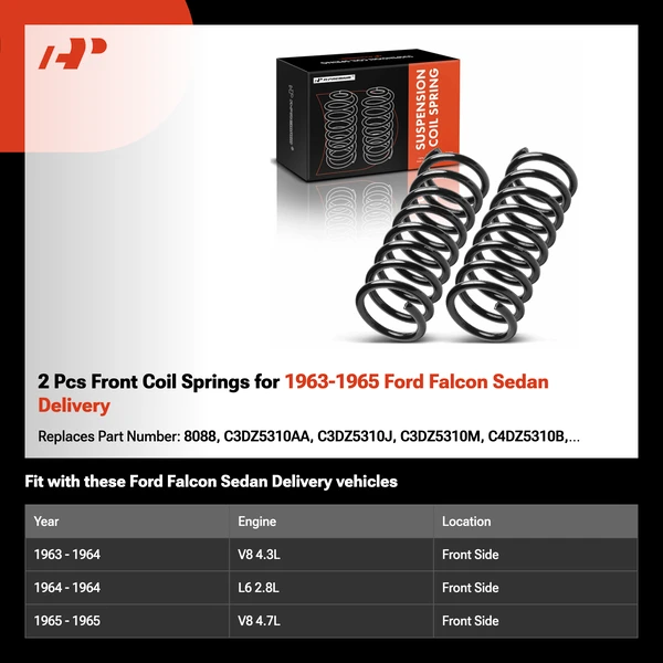 2 Pcs Front Coil Springs for 1963-1965 Ford Falcon Sedan Delivery