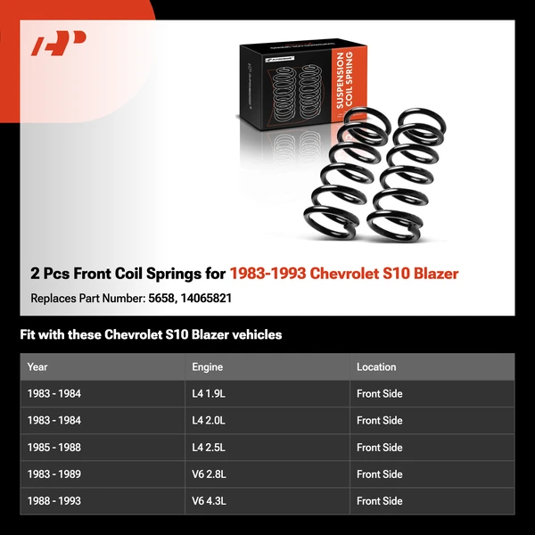 2 Pcs Front Coil Springs for 1983-1993 Chevrolet S10 Blazer