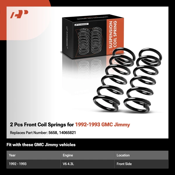 2 Pcs Front Coil Springs for 1992-1993 GMC Jimmy