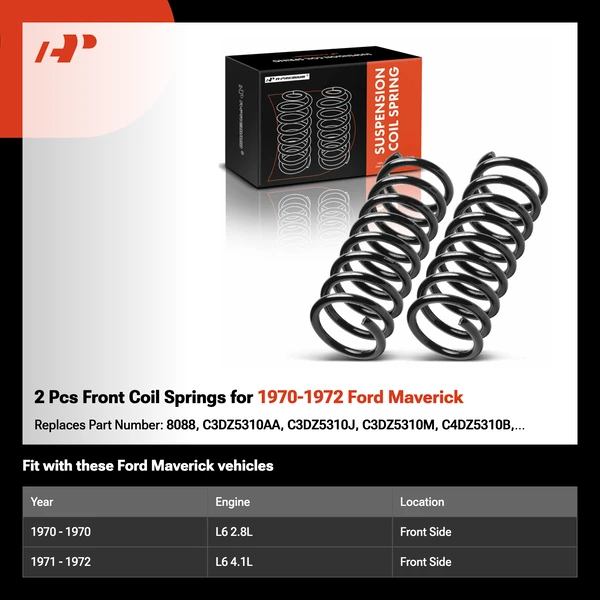2 Pcs Front Coil Springs for 1970-1972 Ford Maverick