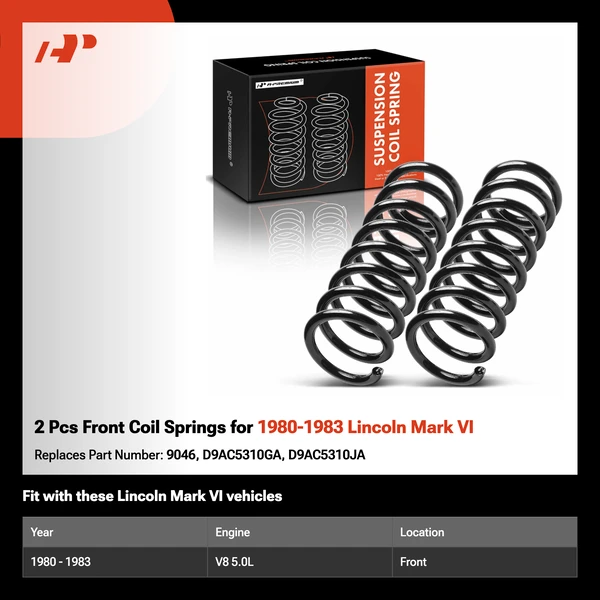 2 Pcs Front Coil Springs for 1980-1983 Lincoln Mark VI