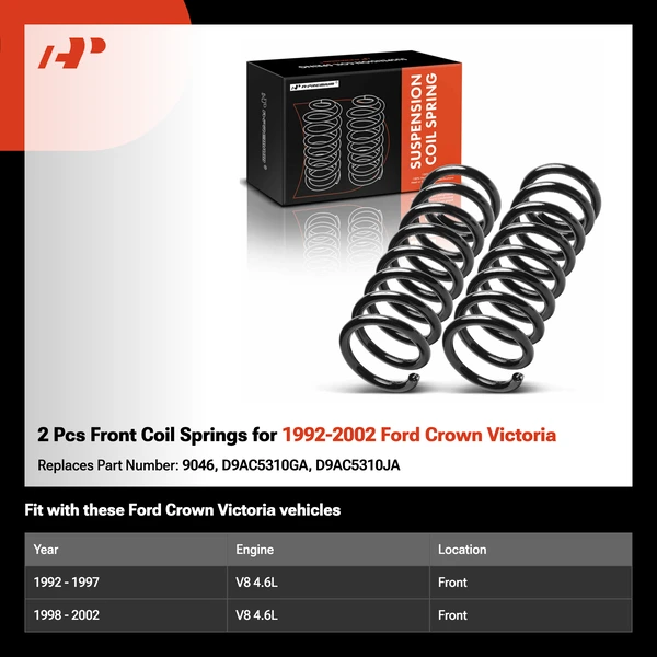 2 Pcs Front Coil Springs for 1992-2002 Ford Crown Victoria