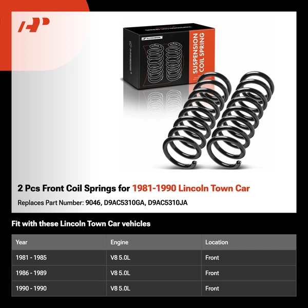 2 Pcs Front Coil Springs for 1981-1990 Lincoln Town Car