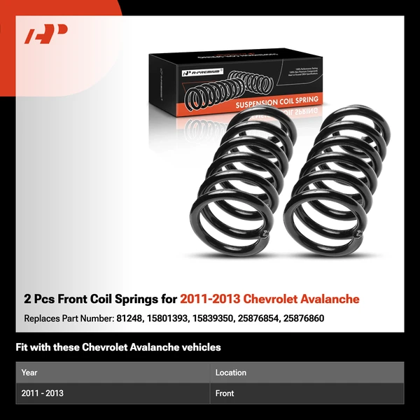2 Pcs Front Coil Springs for 2011-2013 Chevrolet Avalanche