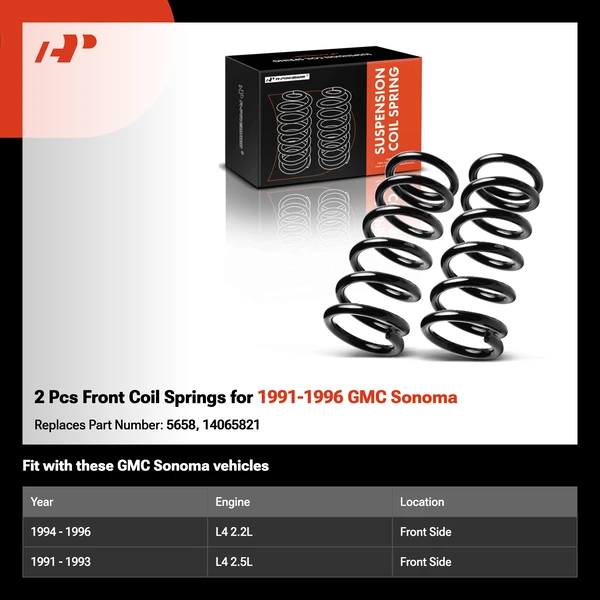 2 Pcs Front Coil Springs for 1991-1996 GMC Sonoma