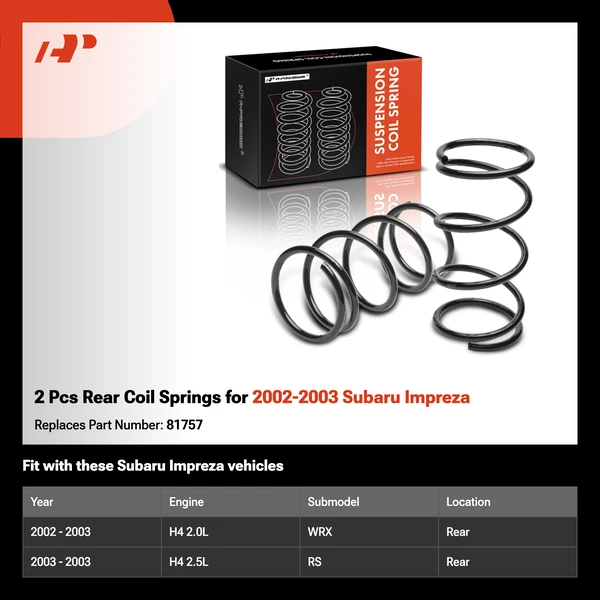 2 Pcs Rear Coil Springs for 2002-2003 Subaru Impreza