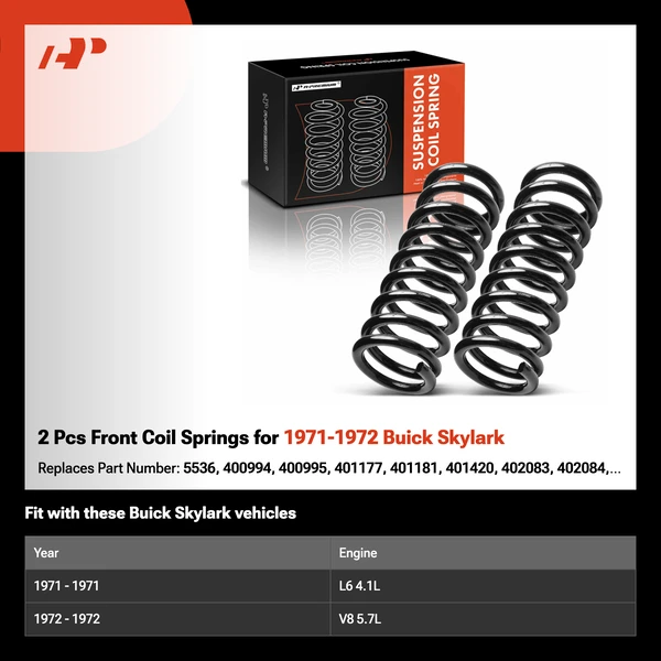 2 Pcs Front Coil Springs for 1971-1972 Buick Skylark