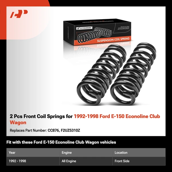 2 Pcs Front Coil Springs for 1992-1998 Ford E-150 Econoline Club Wagon