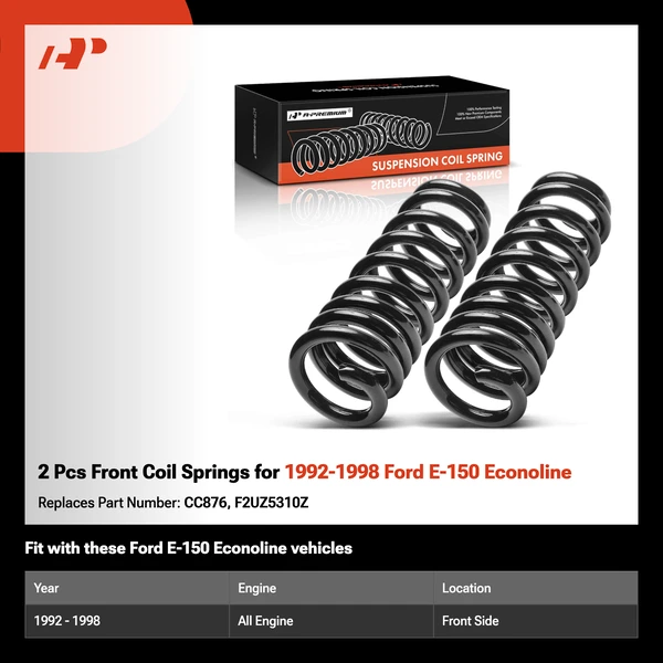 2 Pcs Front Coil Springs for 1992-1998 Ford E-150 Econoline