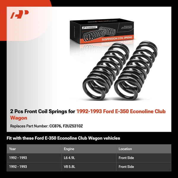 2 Pcs Front Coil Springs for 1992-1993 Ford E-350 Econoline Club Wagon