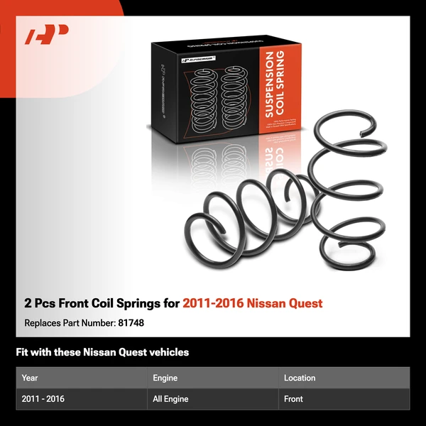 2 Pcs Front Coil Springs for 2011-2016 Nissan Quest
