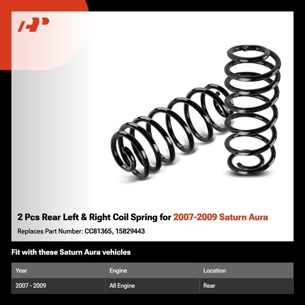 2 Pcs Rear Left & Right Coil Spring for 2007-2009 Saturn Aura