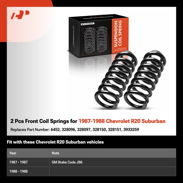 2 Pcs Front Coil Springs for 1987-1988 Chevrolet R20 Suburban