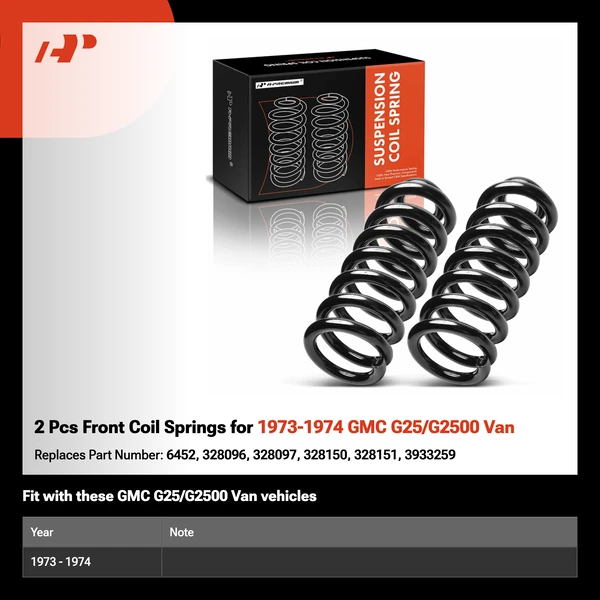2 Pcs Front Coil Springs for 1973-1974 GMC G25/G2500 Van