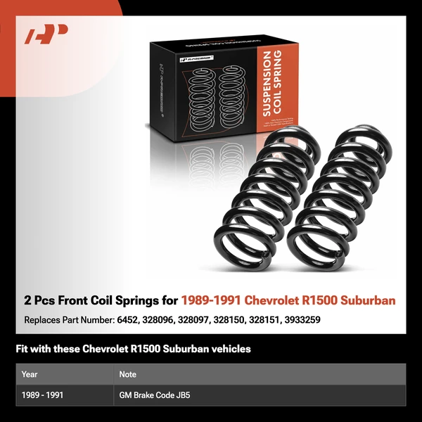 2 Pcs Front Coil Springs for 1989-1991 Chevrolet R1500 Suburban