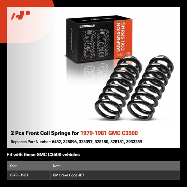 2 Pcs Front Coil Springs for 1979-1981 GMC C3500