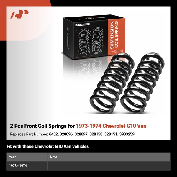 2 Pcs Front Coil Springs for 1973-1974 Chevrolet G10 Van
