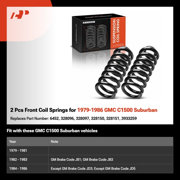 2 Pcs Front Coil Springs for 1979-1986 GMC C1500 Suburban