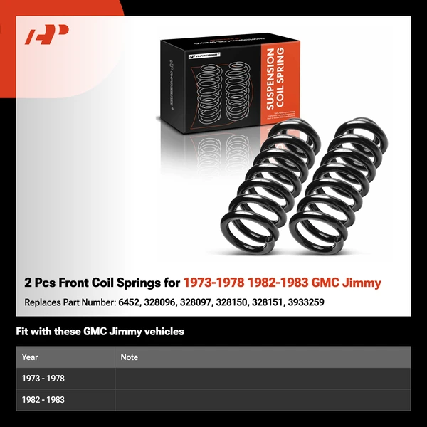 2 Pcs Front Coil Springs for 1973-1978 1982-1983 GMC Jimmy